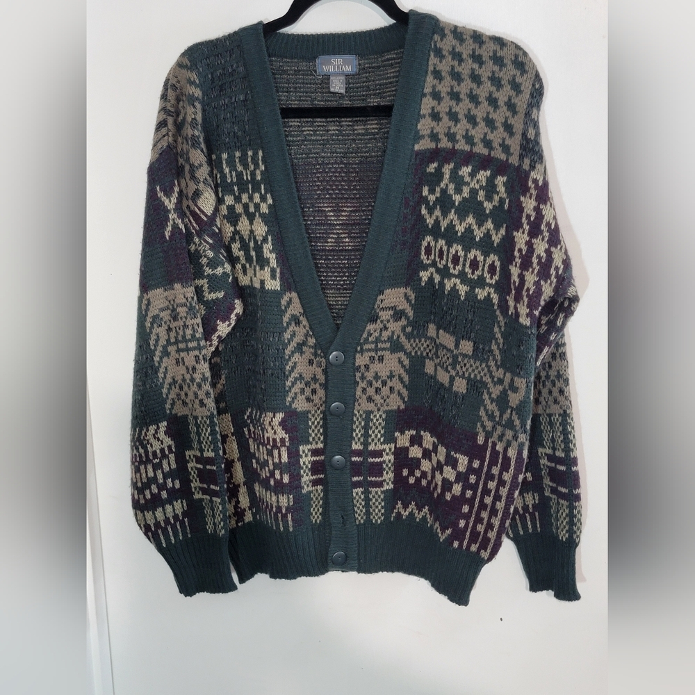 Sir William Men's Vintage Multicolor Patterned Sweater Size M